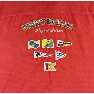 Tommy Bahama Mens Size 2XL Silk Flags of Leisure Nautical Embroidered Camp Shirt